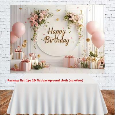 2D Roségold-Thema Happy Birthday Hintergrundbanner für Geburtstagsfeier Fotografie Dekoration