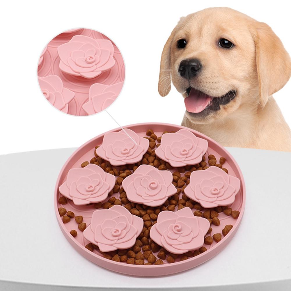

Rose Flower Design Dog Cat Slow Feeder Silicone Pet Lick Mat with Suction Cups Pink