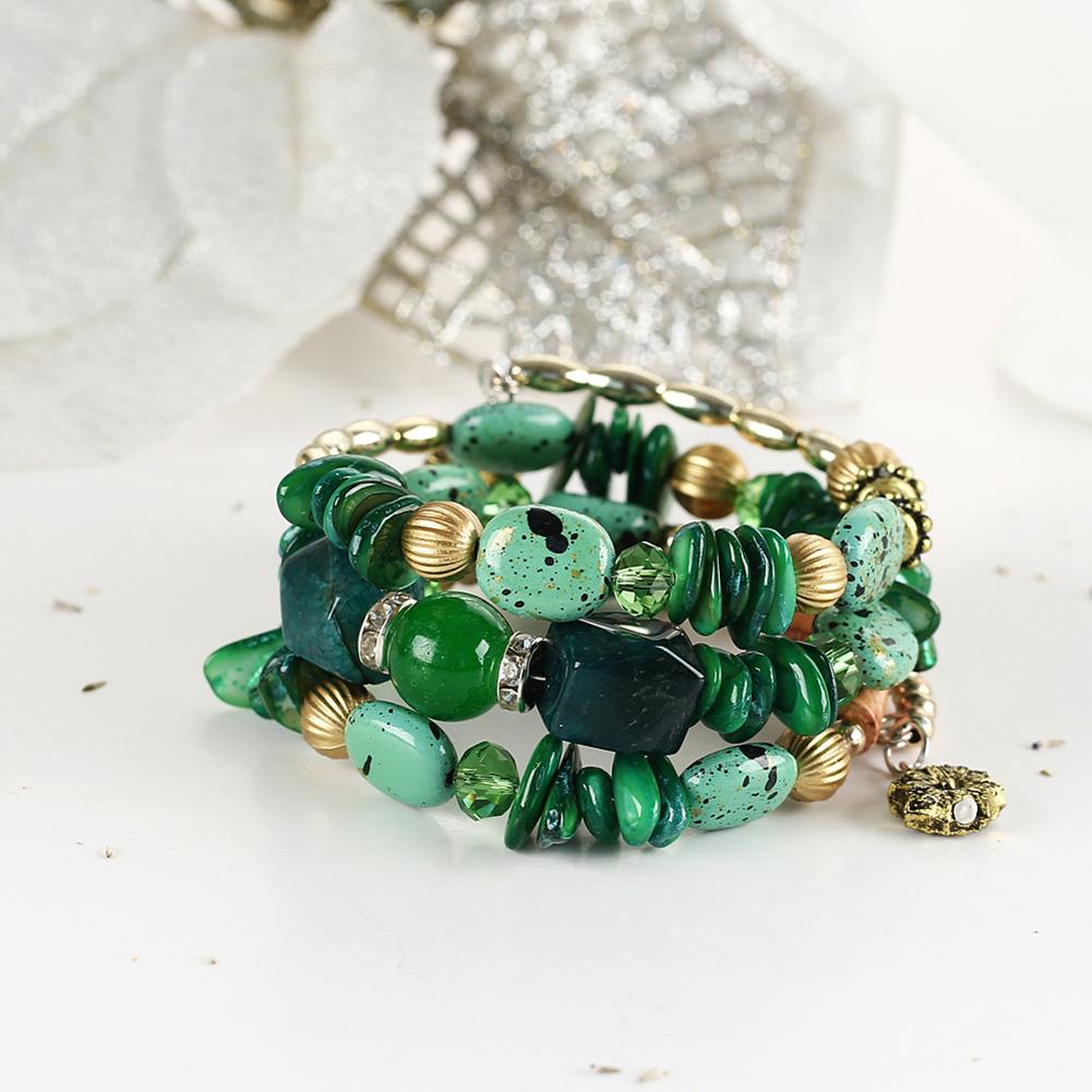 Woman Stylish Multiple Layer Bracelet Rhinestone Turquoise Agate Beads Hand Chain Ornament Festival Birthday Gift