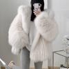 Pelz Damenbekleidung Imitation Fuchs Pelzjacke mit Kapuze Kunstpelz gewebter Pelz Oberteil Herbst- und Winterbekleidung