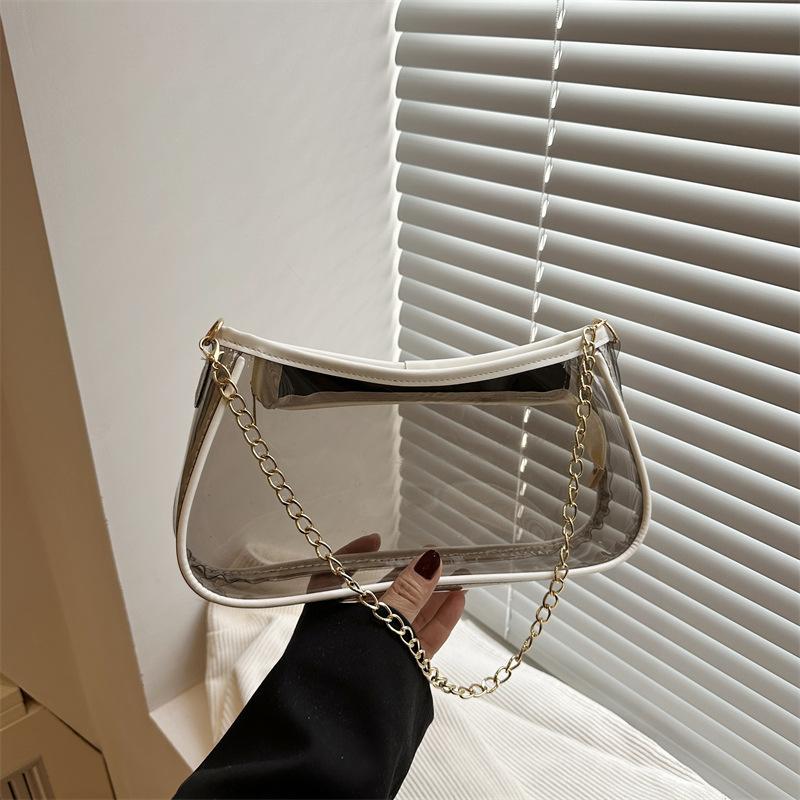 Fashion transparent handbag summer new chain trend shoulder bag casual niche underarm bag women