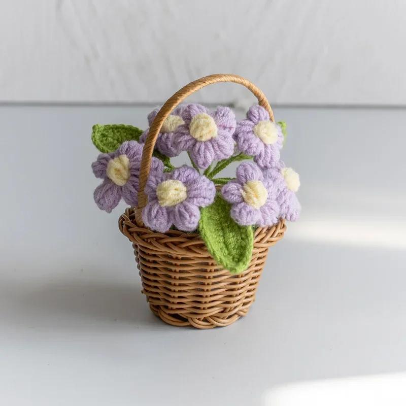 1pc Crochet Flower Cute Finished Woven Sunflowers Potted Hand-knitted Sunflowers Table Home Decor Wedding Ornament Friends Gifts