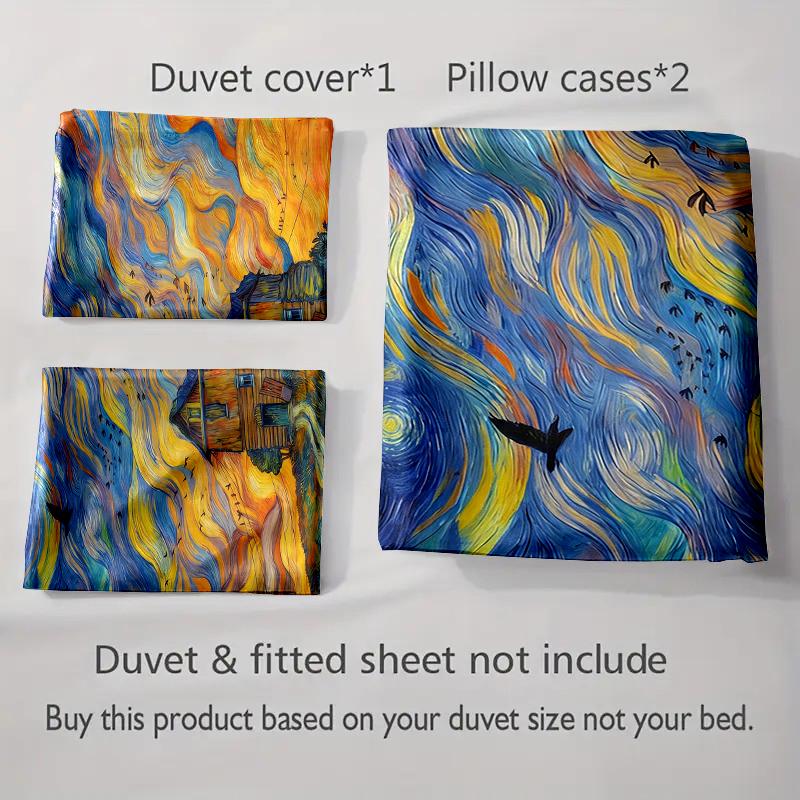 Swirling, Vibrant, Landscape. Bedding Duvet Cover Sets Duvet Covers Pillowcases Gifts (1 * Duvet Cover 2 * Pillowcases, Without Duvet Insert)