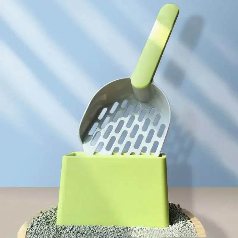 Plastic Cat Litter Shovel with Base, Durable Litter Box Cleaner, Pet Cleaning Tool for Cat Poop Scoop, Cat Toilet Products