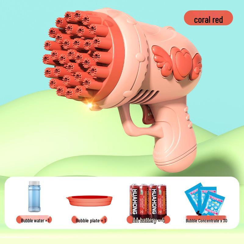 Douyin 69-Hole Light-Up Bubble Gun Rocket Launcher Toy for Kids