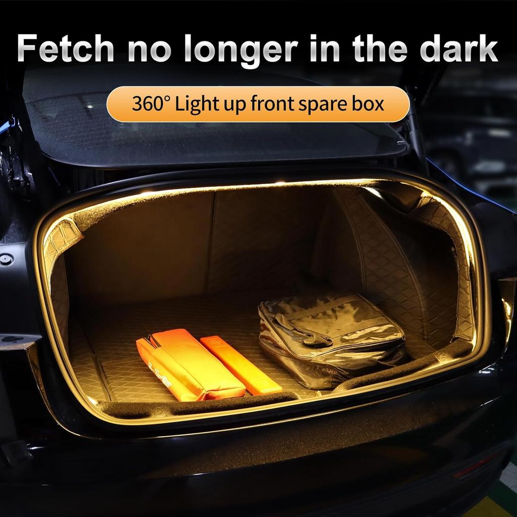 For Tesla Model 3 2024 LED Rear Trunk Cargo Light Interior Decoration Lights Accessories Waterproof DC 15V (Warm)