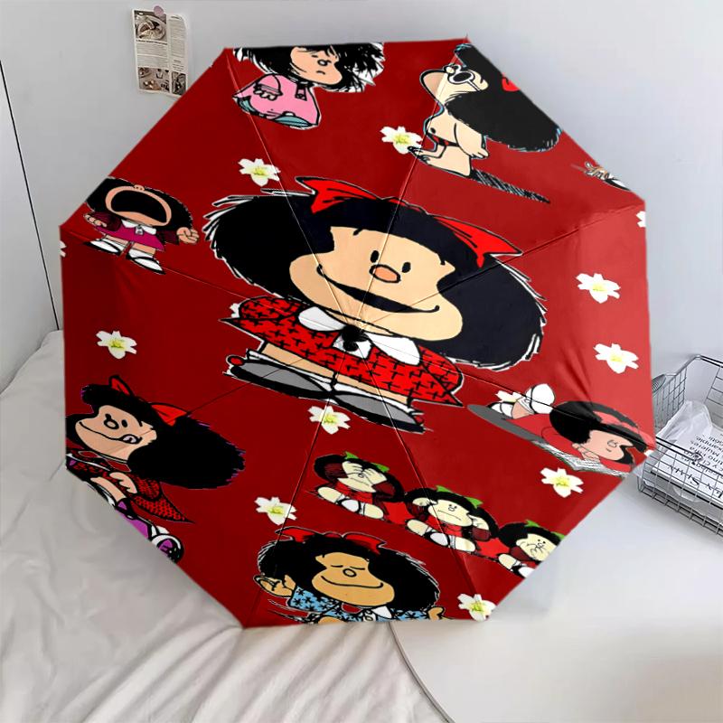 1 PC Automatic Folding Umbrella - Mafalda Pattern, Portable & Foldable Design with 8 Ribs, Christmas Birthday Gifts