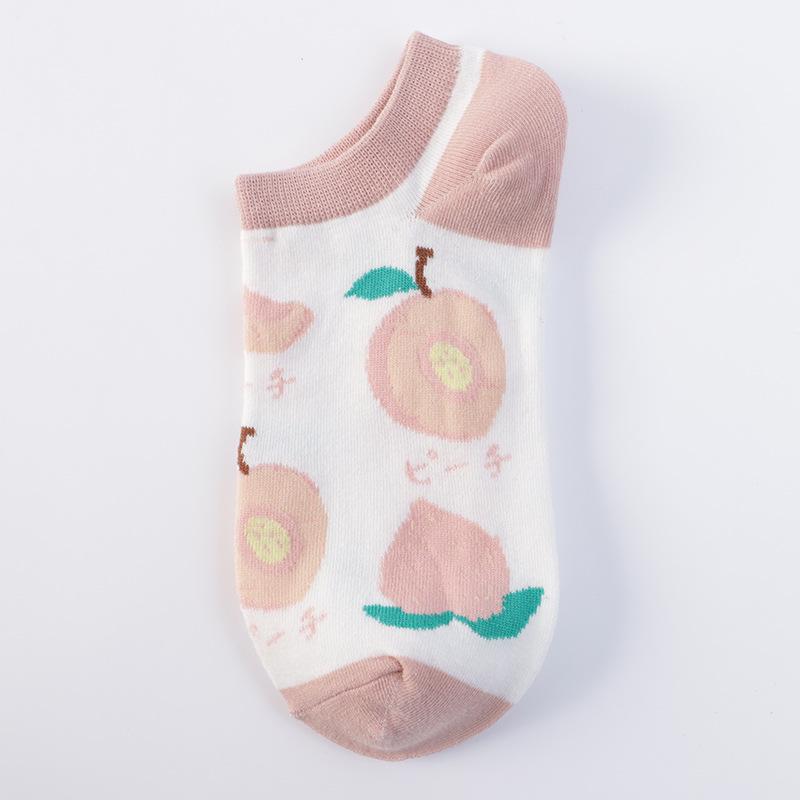 

Cartoon Fruit Design Women s Cotton No-Show Socks - Japanese Style: Strawberry & Peach One Size