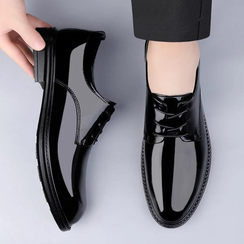 Fashion Bright Surface Oxford Shoes Man Casual Lightweight Luxury Brand Summer Loafers Genuine Leather Moccasins Comfy Dress Mens Shoes