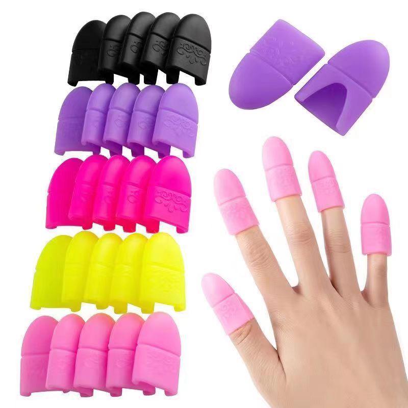 Silicone Nail Polish Remover Caps, Wear-resistant Anti-slip Finger Guards, Anti-puncture Thimbles & Needle Pullers