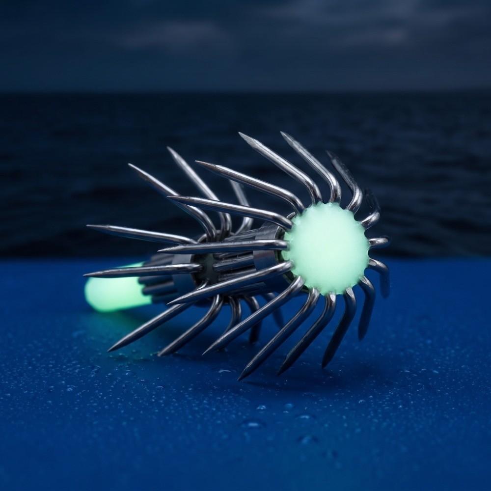10PCS Stainless Steel Squid Jig Hooks Luminous Jigging Fishhook Lures  Cuttlefish Fishing