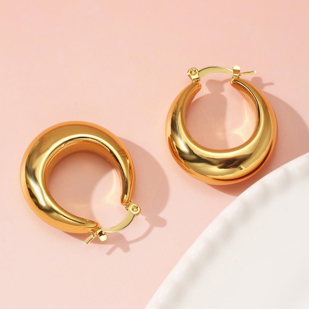 Golden Small Chunky Hoop Earrings for Women Lightweight Statement Party Jewelry Gift