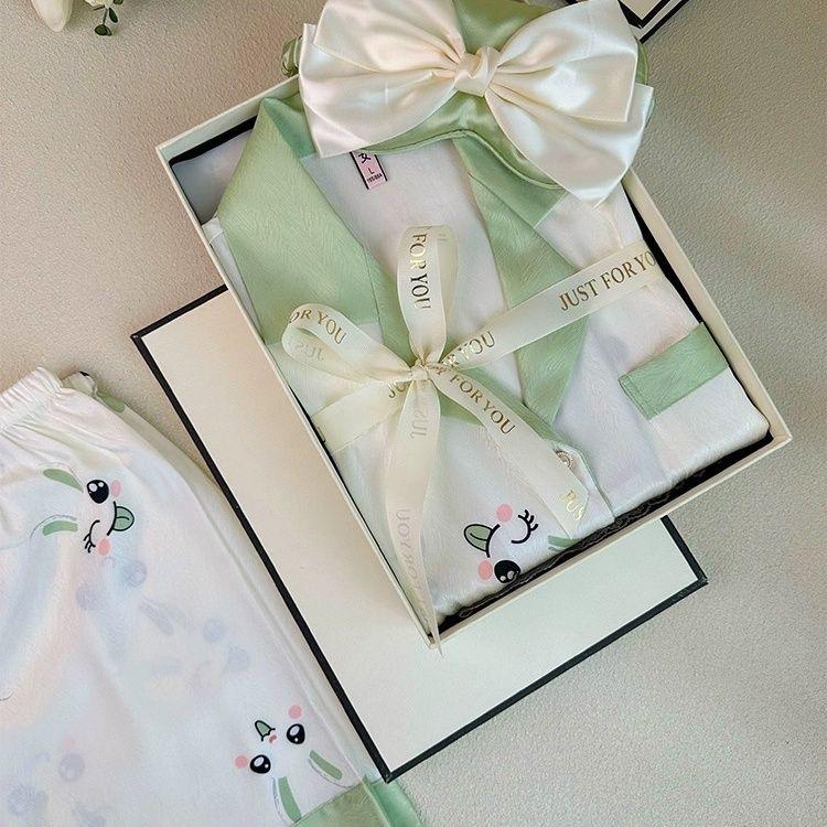 

Цветочный твиловый принт, элегантные женские пижамы, весна-осень, комплекты из двух предметов, длинные женские пижамы, домашняя одежда из искусственного шелка XL