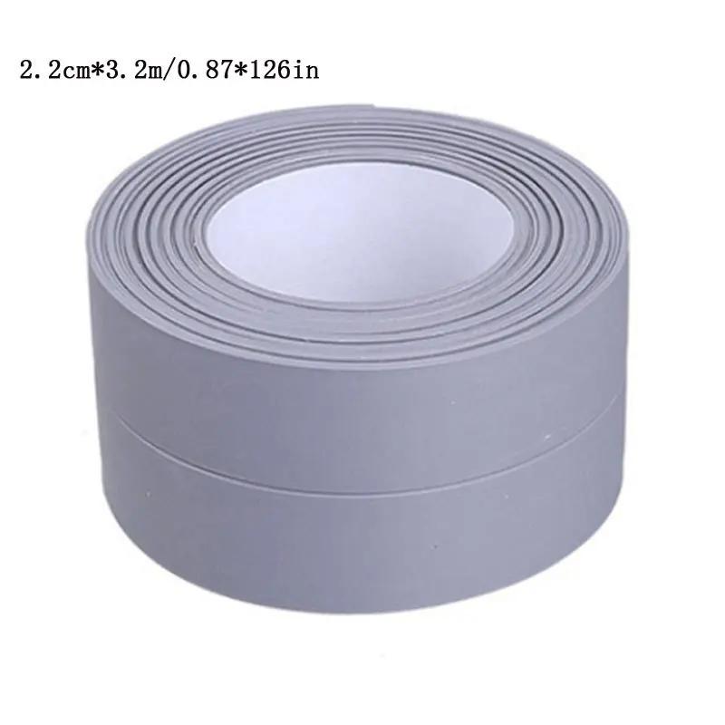 

1m/3.2m PVC Waterproof Sealing Tape for Bathroom Sink, Shower, Bathtub and Toilet - Self Adhesive Wall Sticker 2.2CM 1M серый