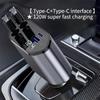120W Car Charger Super Fast Charging Retractable One To Four Flash Charging Cigarette Lighter Suitable for Huawei for Xiaomi