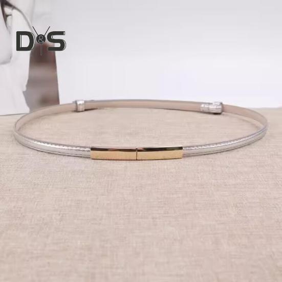 Gürtel aus Kunstleder für Damen, verstellbar, dünnes Design, Druckknopf-Bund, dekorativer Kleidergürtel, Bekleidungszubehör