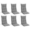 VidaXL Lot de 6 Coussins de Chaise à Dossier Haut, Galette de Siège Imperméable, Coussin d'Extérieur Anti-glissement Jardin 377607