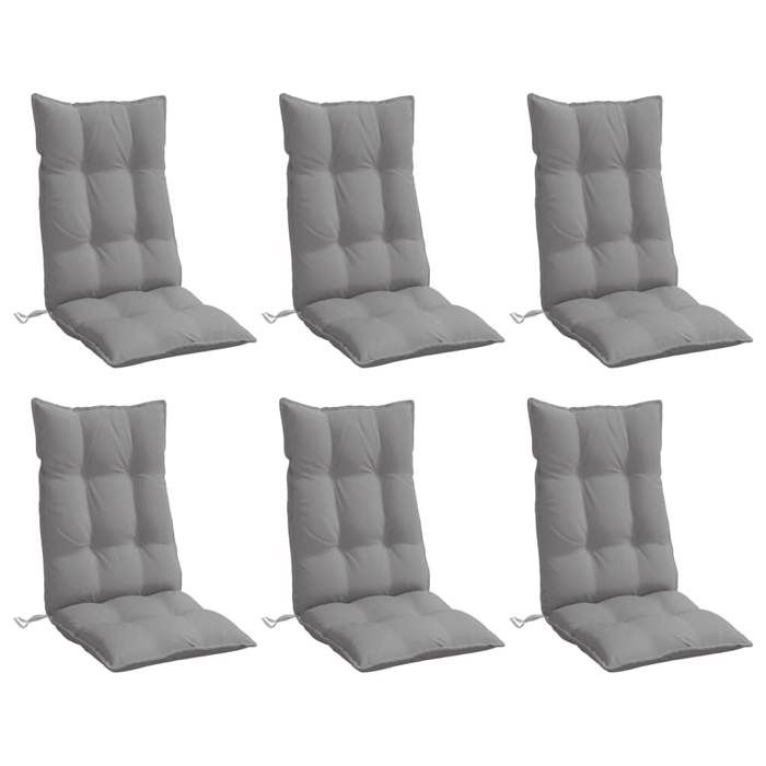 VidaXL Lot de 6 Coussins de Chaise à Dossier Haut, Galette de Siège Imperméable, Coussin d'Extérieur Anti-glissement Jardin 377607