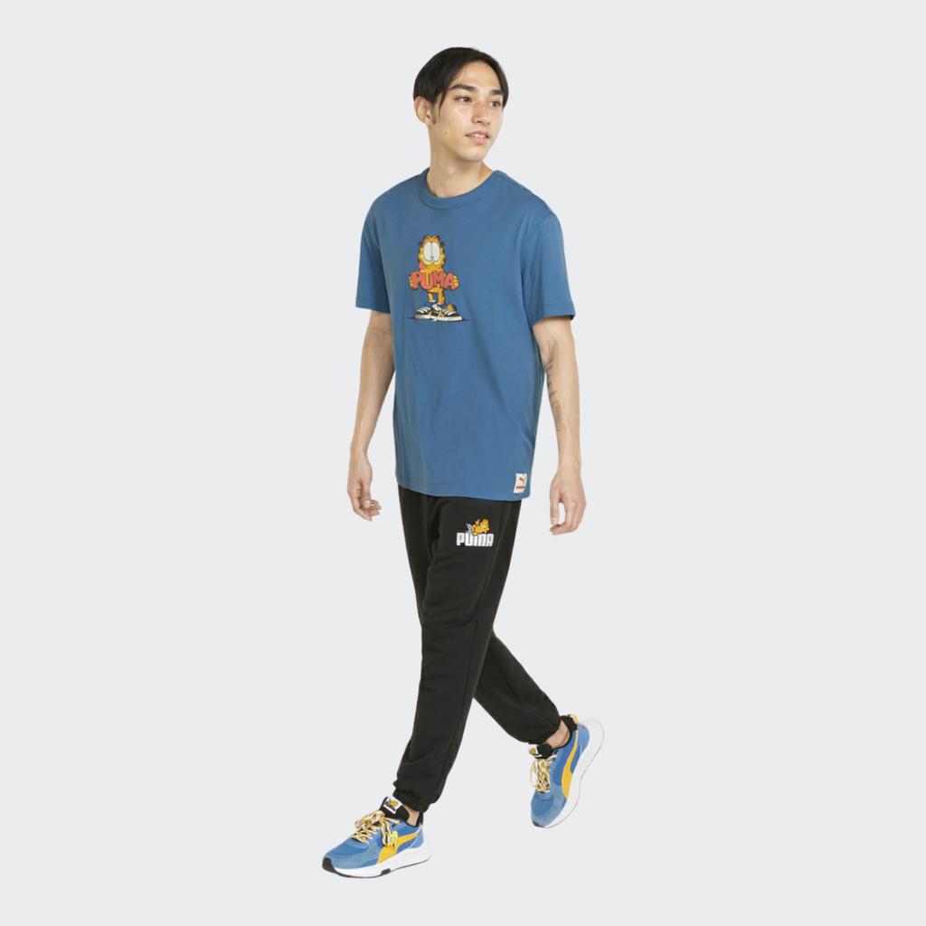 Puma X Garfield SS22 T-shirt z nadrukiem logo kreskówkowym z okrągłym dekoltem Męskie Topy Niebieski 534433-48