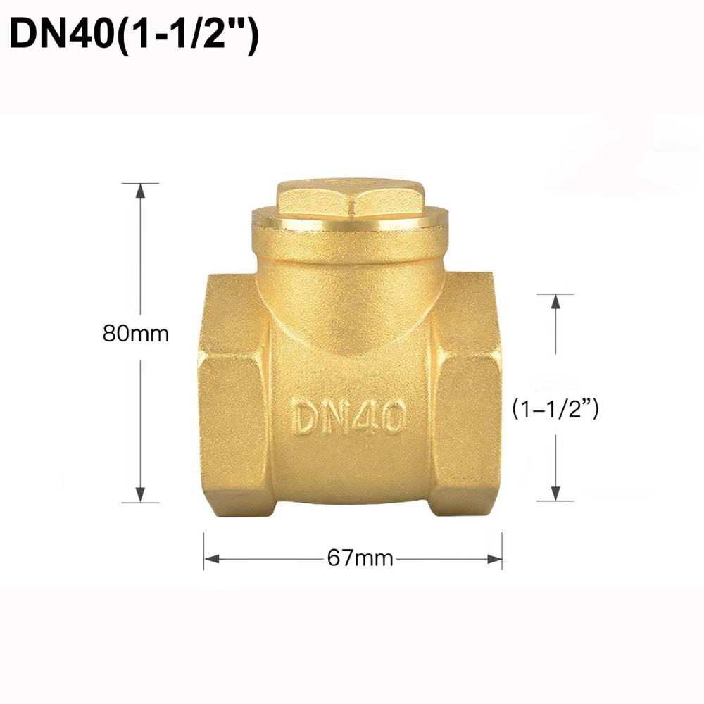 1/2" 3/4" 1" 1-1/4" 1-1/2" 2" Swing Check Valve BSP One Way Valve Durable Brass Check Valve