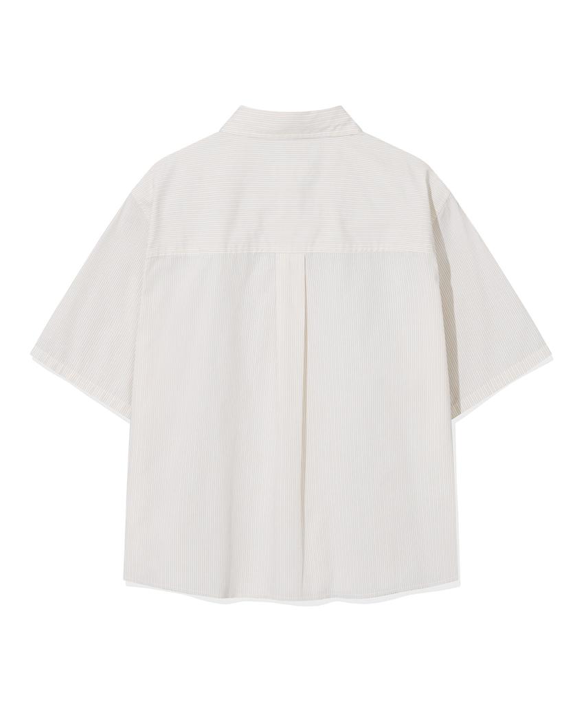 COVERNAT WOMAN Clover Heart Stripe Half Shirt Ivory