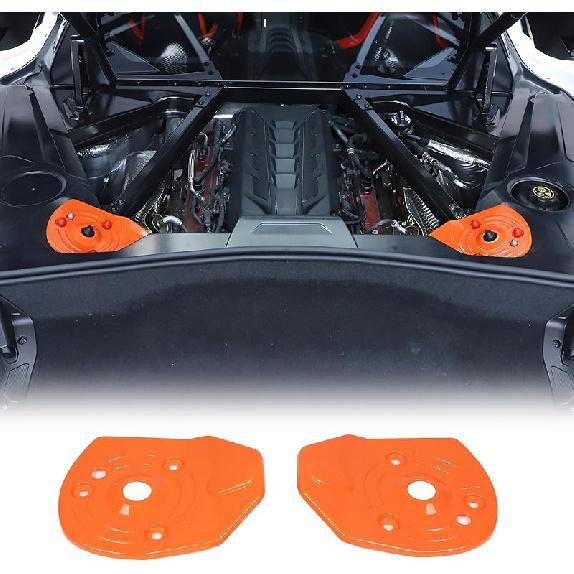 Hinterer Federbeindom-Abdeckung Kompatibel mit Chevrolet Corvette C8 Stingray 2020-2024, ABS Motorraum Hinterer Stoßdämpferdom Schutzplatten-Abdeckung