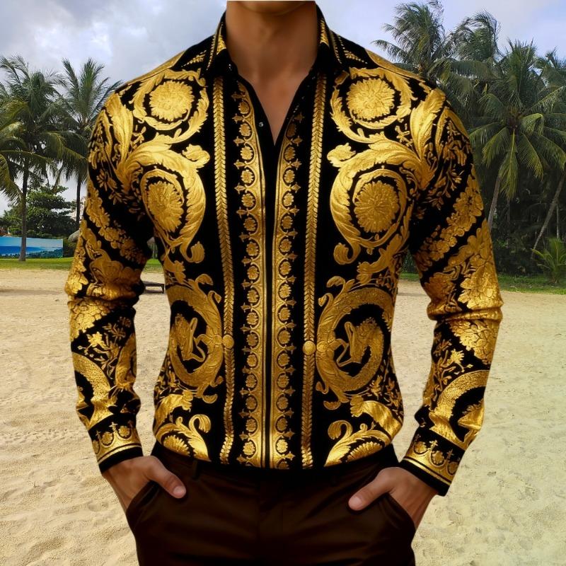 New men s summer button-down shirt, a true men s T-shirt, a casual shirt, stylishly fitted, luxurious S-6XL party shirt, fast sh S