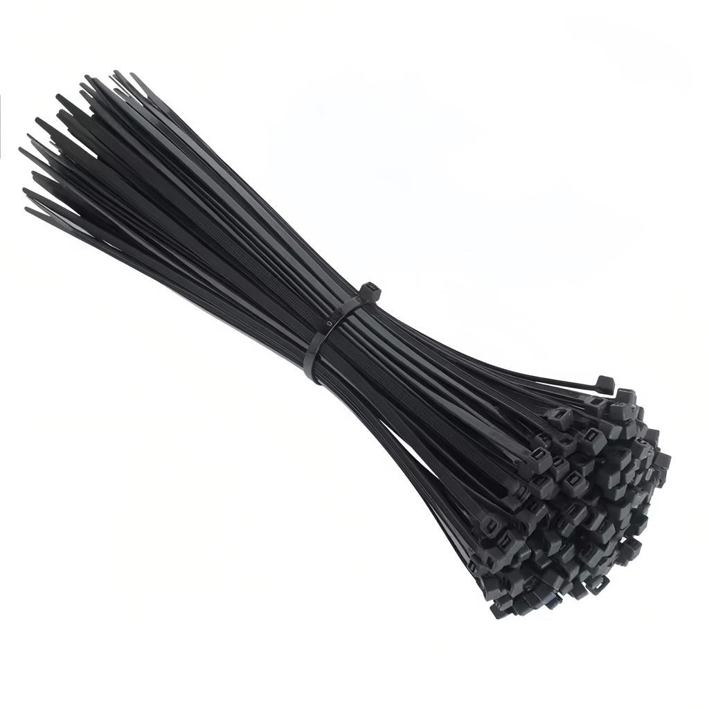 100 Black Nylon Cable Ties, High Tensile Strength, Uv Resistant, Fastening Loop Ties, Self-Locking, Suitable For Home And Office Wire Management