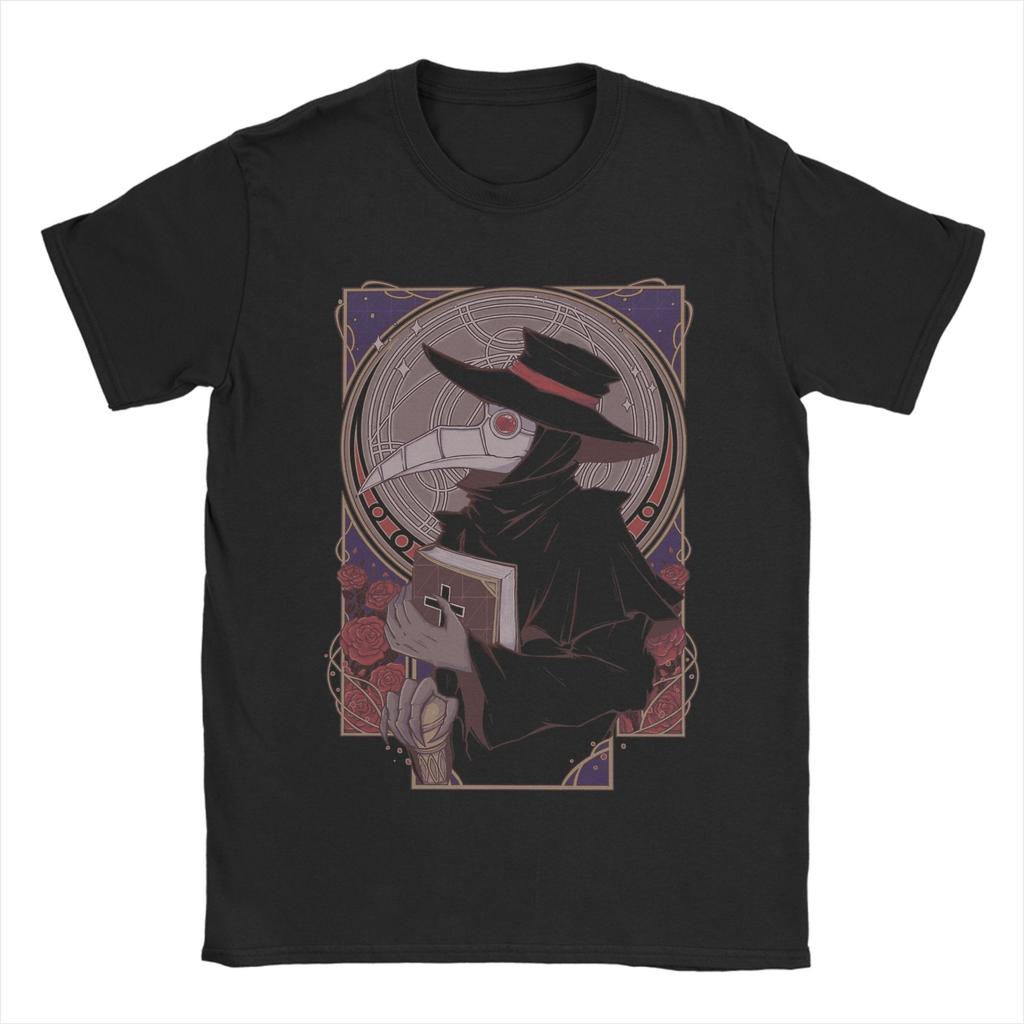 Tričko s tarotovou kartou Morový lékař Pánské Módní Bavlněná Trička Kulatý Výstřih Krátký Rukáv Trička Velká Velikost Oblečení