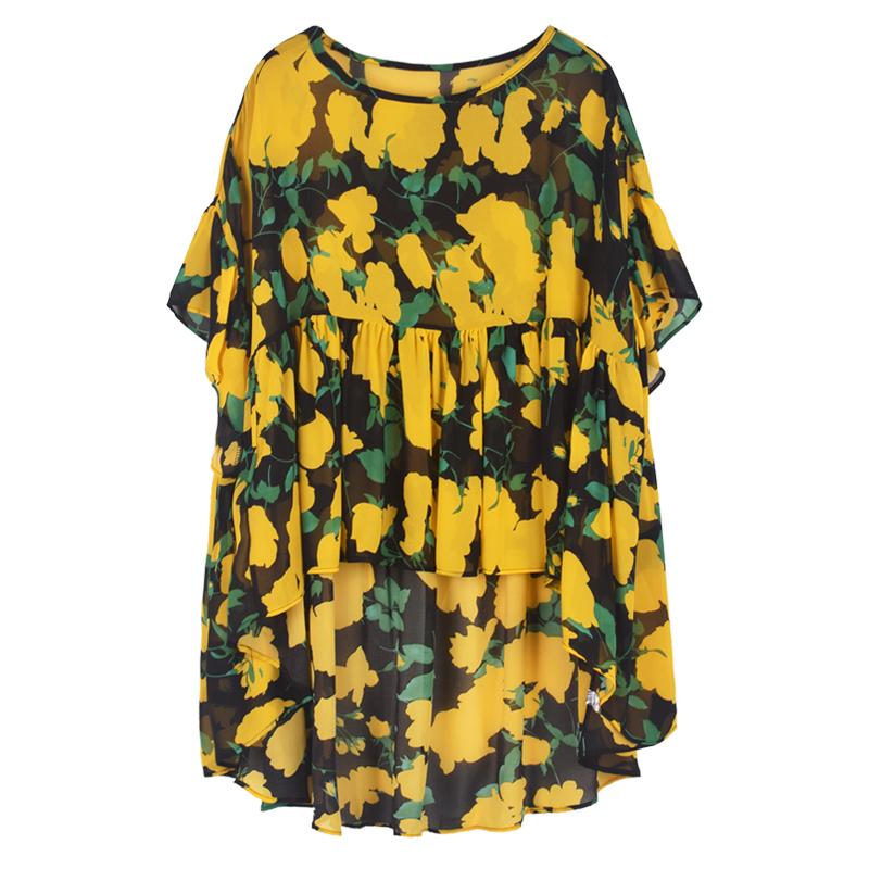 Xitao Loose Fashion Women Chiffon Print Shirt Top GJ0024