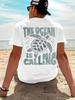 Sea Turtle The Ocean Is Calling Print on Premium Soft 100 Cotton Unisexs T shirt Perfect for Summer Casual Beach Style