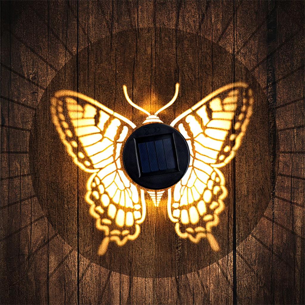 Solar Lantern Outdoor Garden Light Metal Cylinder with Insect Pattern Cutout Waterproof Decorative Yard Lighting for Patio Pathway Lawn Tabletop