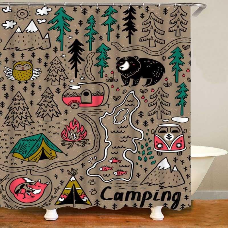GURETER Duschvorhang – Rustikales Wald-Motiv, Polyester, 121,9 X 182,9 Cm, Mit Haken