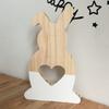 Lovely Hollow Heart Wooden Rabbit Art Craft Children Gift Home