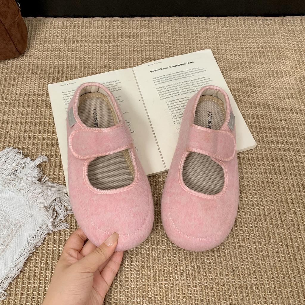 Retro French flat bottom inner height increase fluffy slippers women's outer wear 2025 new autumn and winter with skirt versatile bag head mop