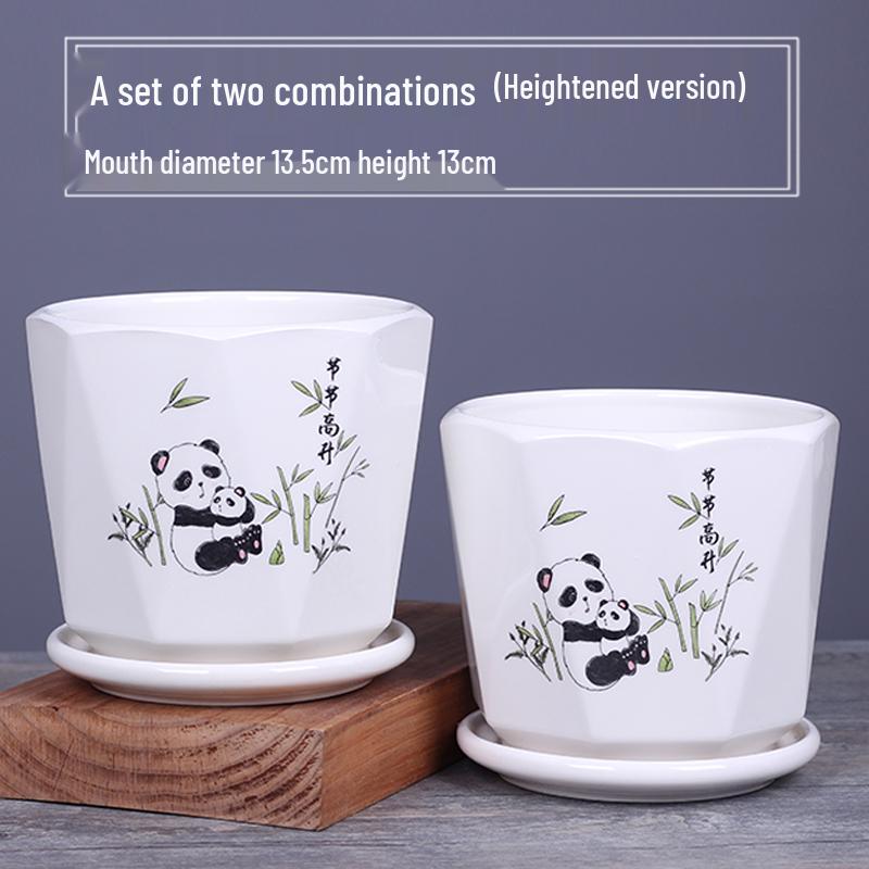 2025 Large Ceramic Flower Pot with Tray for Balcony & Living Room - Orchid & Succulent Album Style