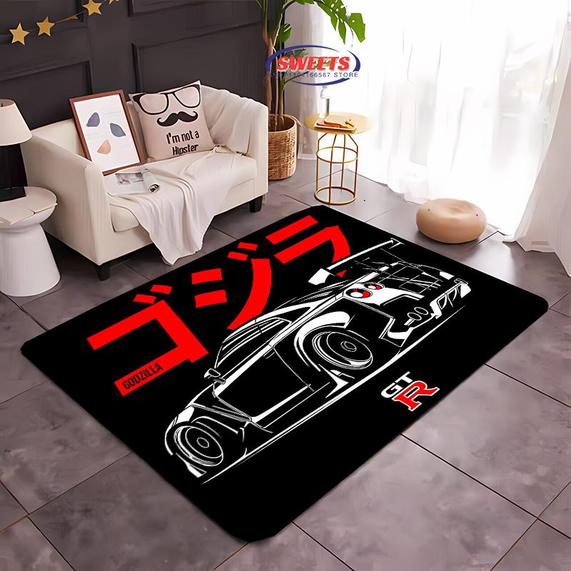 Retro GTR Racing Car Carpet, Living Room and Bedroom Household Items, Children's Room Sofa Mat,Doormat Floor Anti-slip Rug Gift