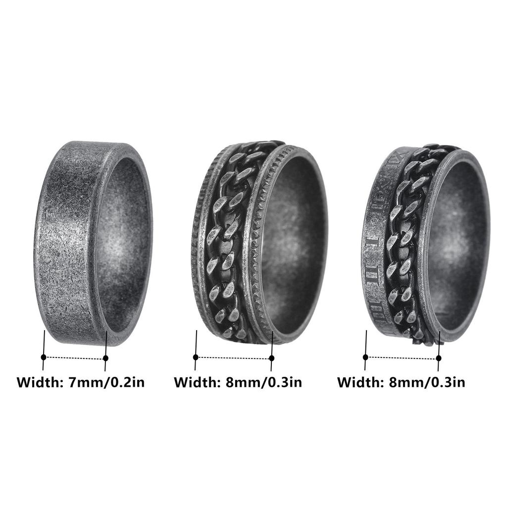 Trendy Stainless Steel & Titanium Silver Ring Set