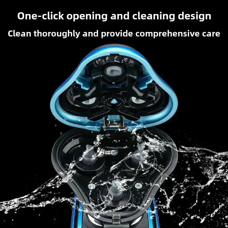 3-in-1 Elektrorasierer Rotationsrasierer Nasenhaartrimmer und Koteletten trimmer Wiederaufladbarer Haarschneider für Männer Haushaltsgeräte Neu