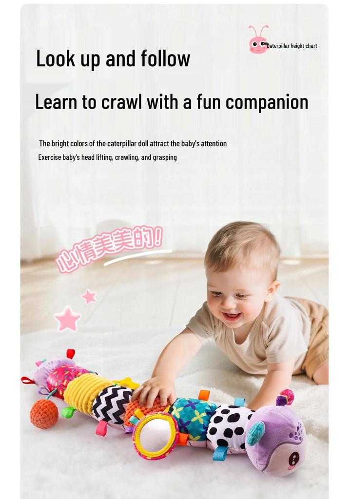 Sozzy Newborn Soothing Rattle & Tummy Time Caterpillar Toy with Music & Height Chart