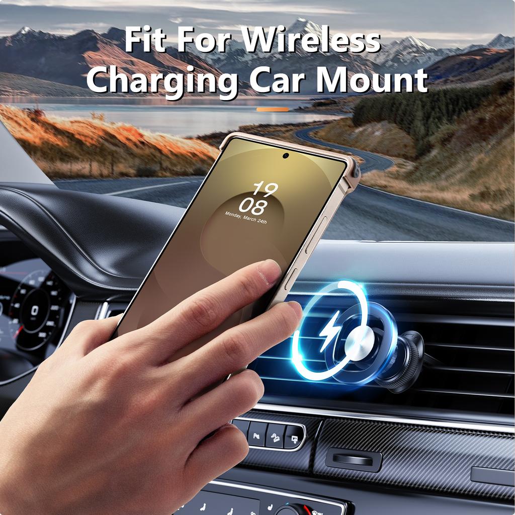 Eary Wood Phone Case for Samsung Galaxy S25 S24 Ultra Magnetic Stand 360° Rotate for Magsafe Bumper Frameless Protective Cover