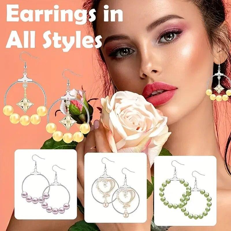 220pcs Earring Making Kit, 60pcs Earring Hooks, 100pcs Open Jump Rings And 100pcs Round Beaded Hoop Earrings Supplies