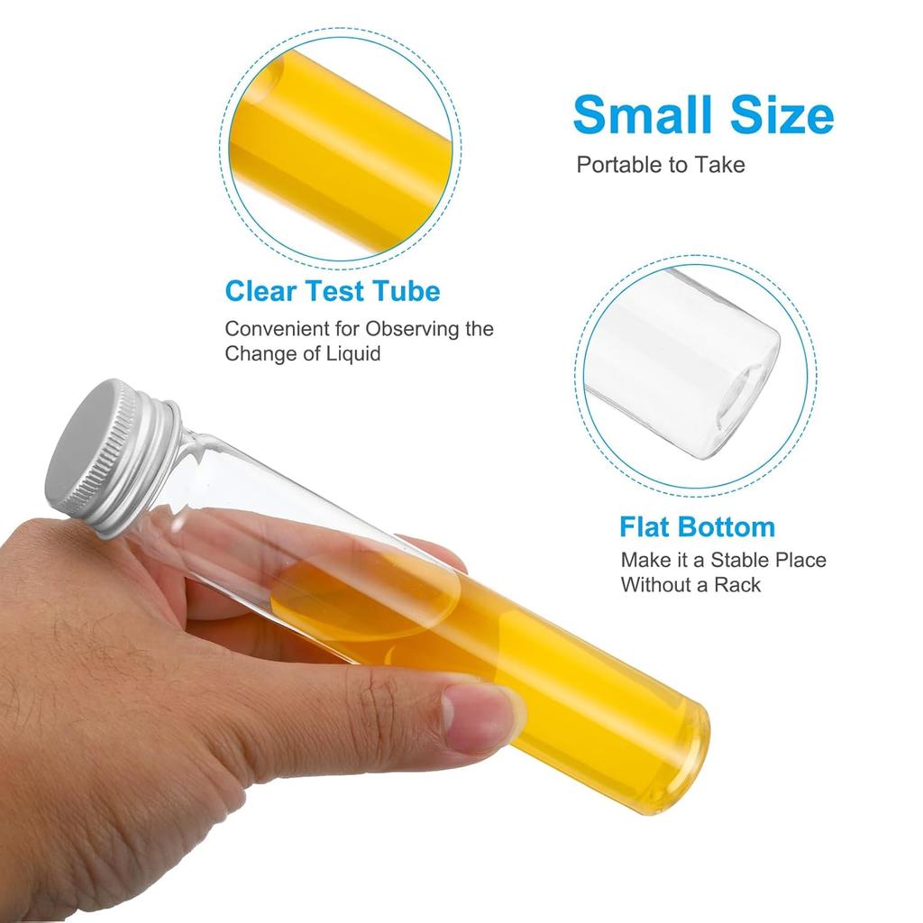 PATIKIL 65ml Test Tubes Set, 24pcs 6x1" Plastic Clear Flat Bottom Test Tube Containers with Labels for Bead Party Candy Bath Salt Storage Plant