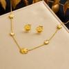 Sun Star Gold Jewelry Set Zircon Necklace Earrings Bracelet