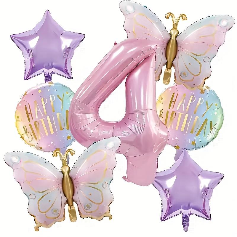 

7Pcs Light Pink Butterfly and Number Balloons Combo Set - Perfect for Birthday Celebrations, Kids Parties Baby Showers Supplies 32inch