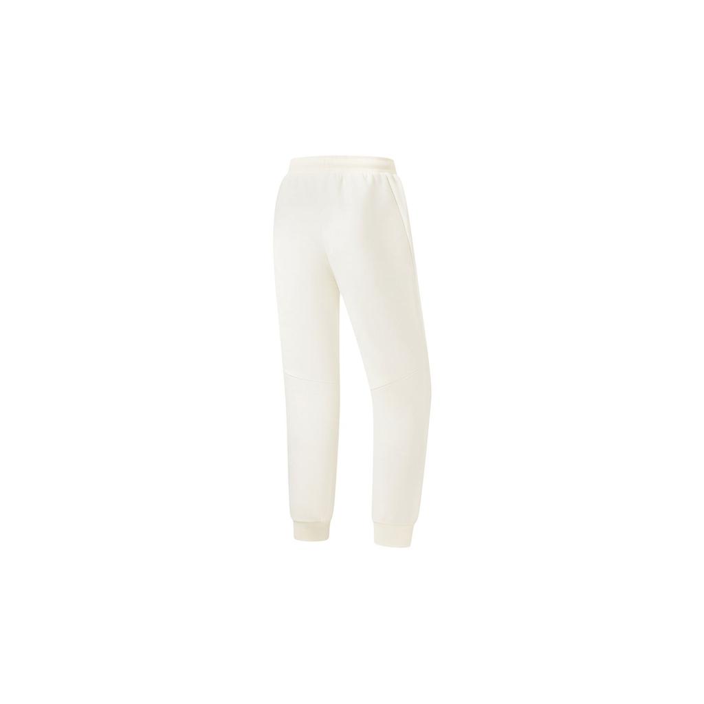 Li Ning Womens Fitness Series Solid Color Logo Print Reflective Sports Pants Women Pants Off-White AKLT538-3
