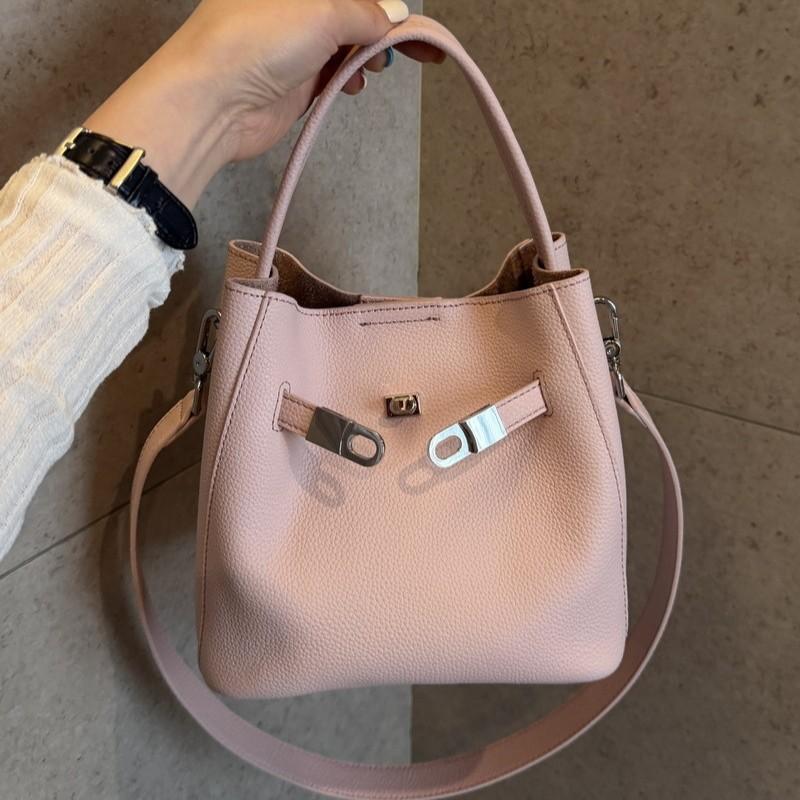 Echte Leder Damen Tasche Oberste Schicht Rindsleder Große Kapazität Eimer Modisch Vielseitig Handtasche Einzel Schulter