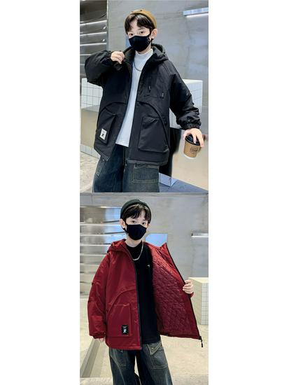 Boys' Quilted Windbreaker Jacket - Fashionable, Thickened, Cotton-Padded Winter 2024 Style for Kids