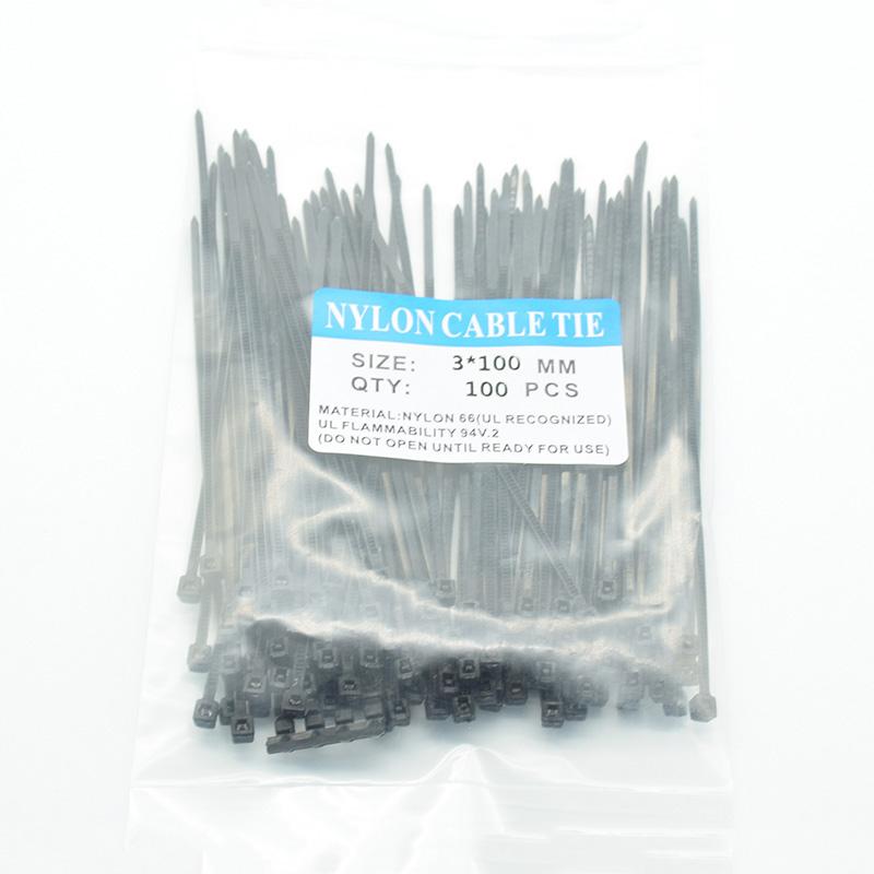 100 ks nylonových kabelových samosvorných plastových stahovacích pásek 3*100/3*150/4*200 MRO a průmyslové potřeby Spojovací materiál a hardware Kabely