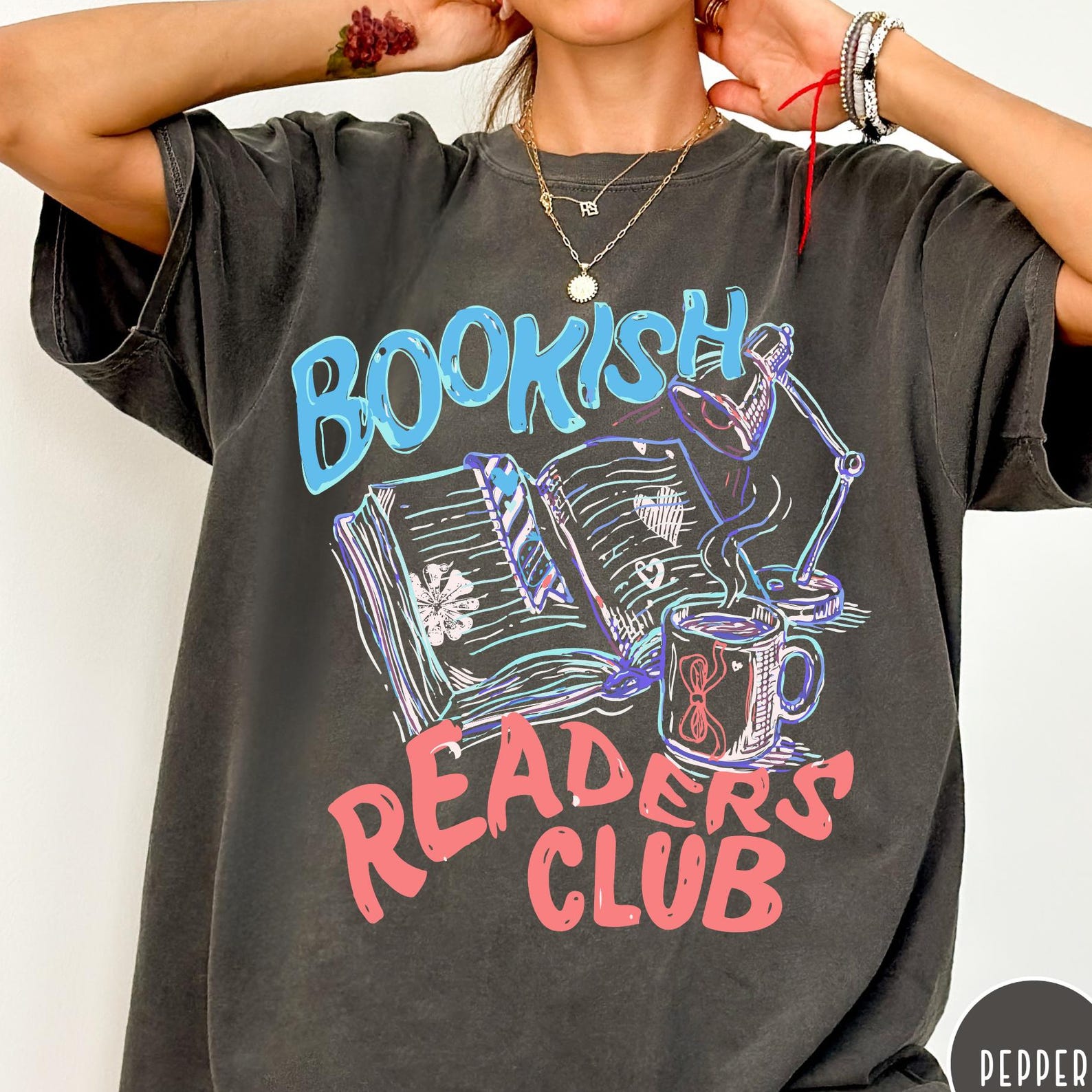 Bookish Readers Club Comfort Colors® T-Shirt, Retro Book Club Shirt, Book Lover Tee, Bookworm Shirt, Vintage Reading Tee, Bookish Gift S